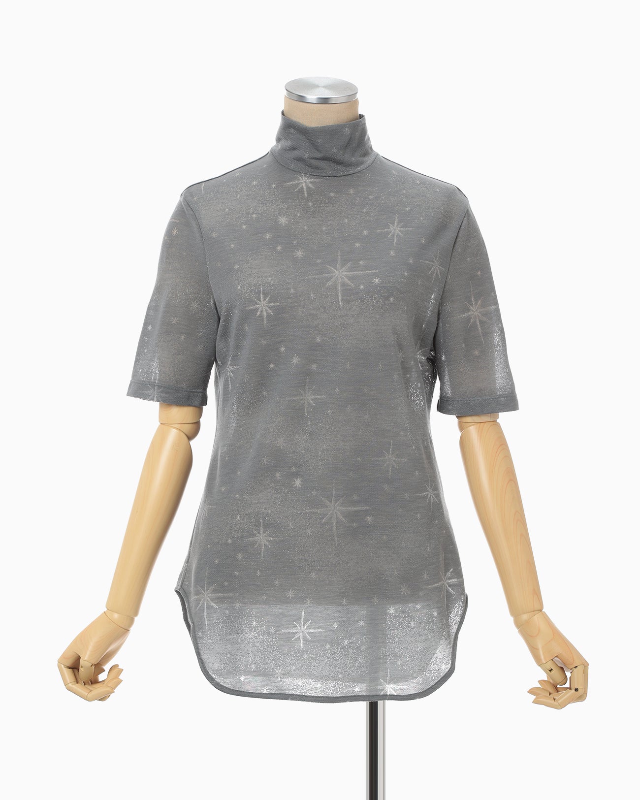 Starry Jersey Short Sleeve Sheer Top - grey - Mame Kurogouchi