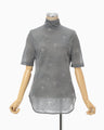 Starry Jersey Short Sleeve Sheer Top - grey