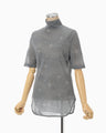 Starry Jersey Short Sleeve Sheer Top - grey
