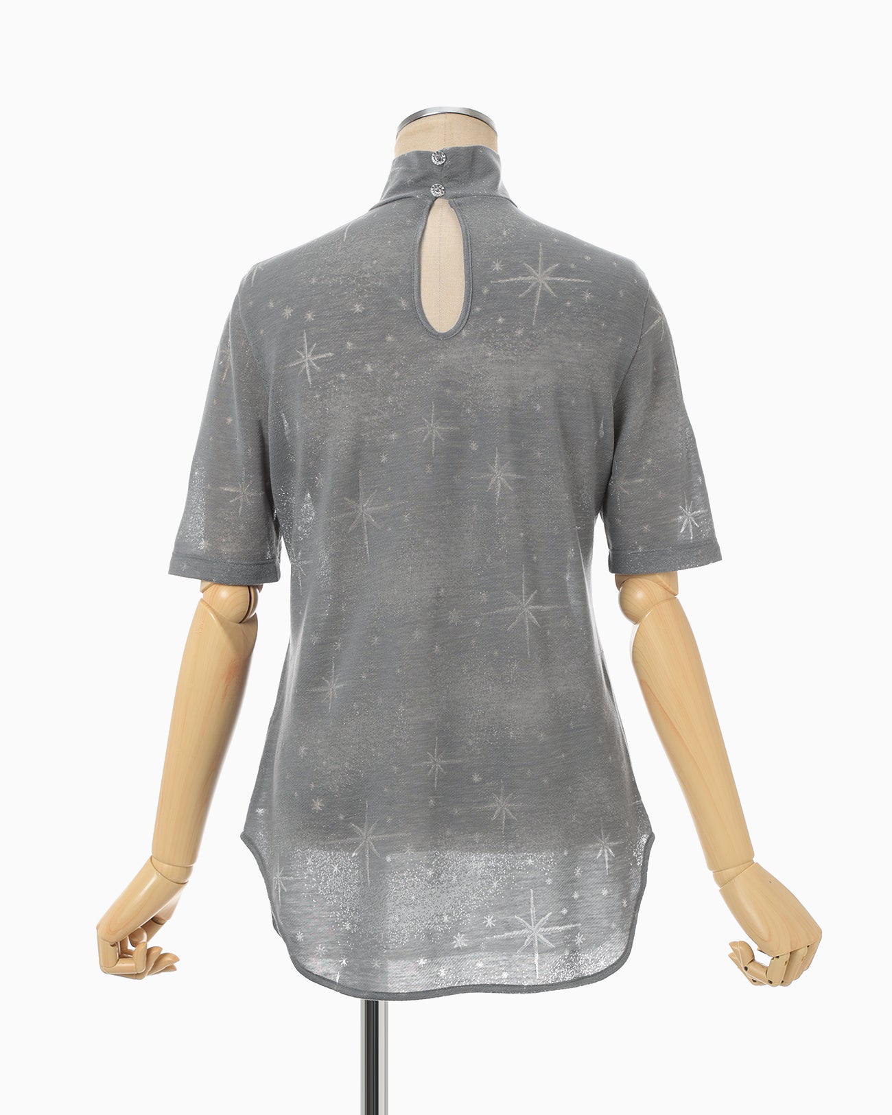 Starry Jersey Short Sleeve Sheer Top - grey - Mame Kurogouchi