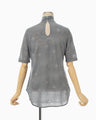 Starry Jersey Short Sleeve Sheer Top - grey