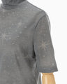 Starry Jersey Short Sleeve Sheer Top - grey