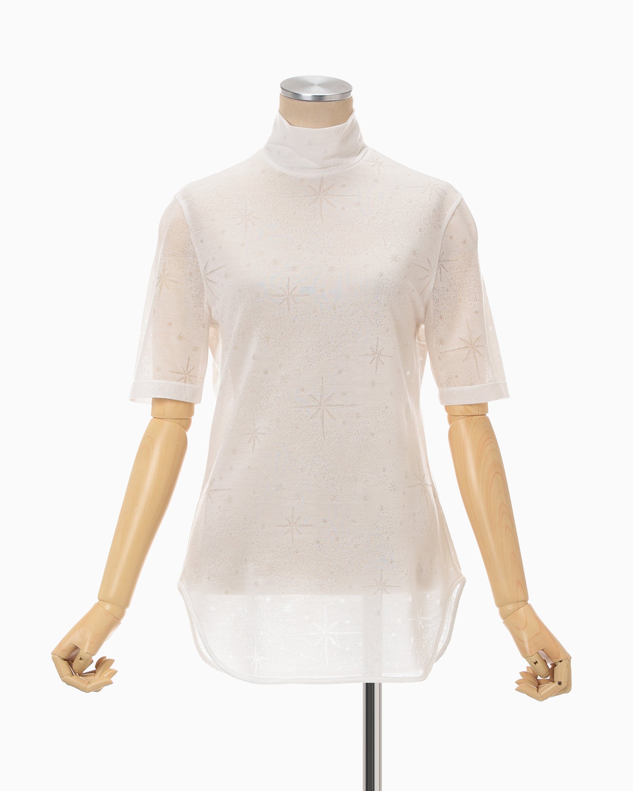 Starry Jersey Short Sleeve Sheer Top - white - Mame Kurogouchi