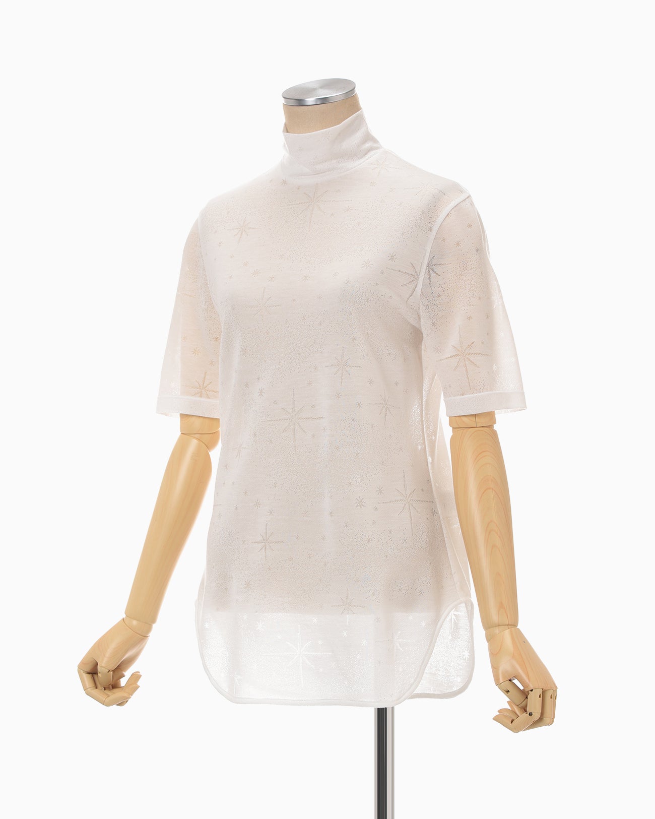 Starry Jersey Short Sleeve Sheer Top - white - Mame Kurogouchi