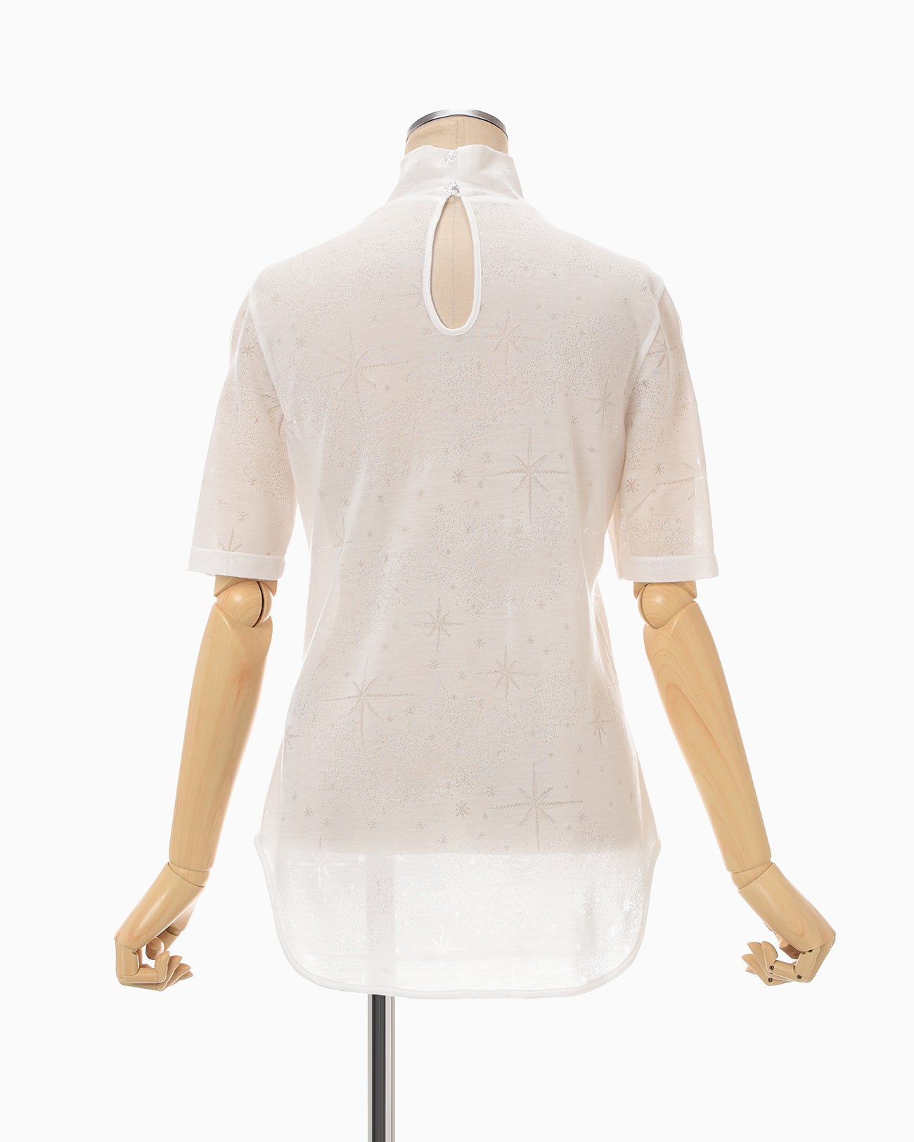 Mame Kurogouchi ViscoseHempRoundShirt 白2 Starry Jersey Short Sleeve Sheer Top - white - Mame Kurogouchi