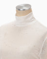 Starry Jersey Short Sleeve Sheer Top - white