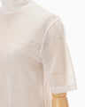 Starry Jersey Short Sleeve Sheer Top - white