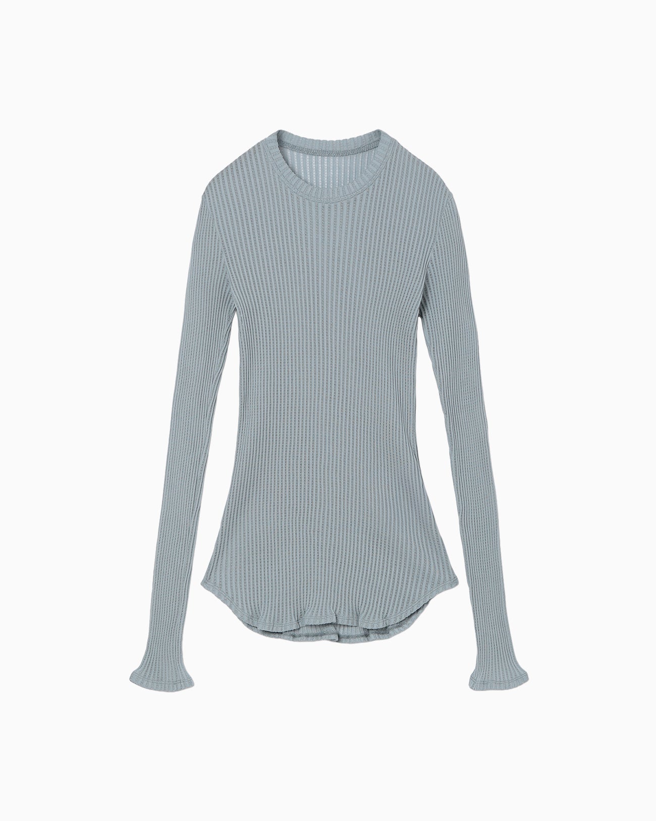 Mercerized Cotton Rib Jersey Top - blue - Mame Kurogouchi
