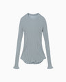Mercerized Cotton Rib Jersey Top - blue