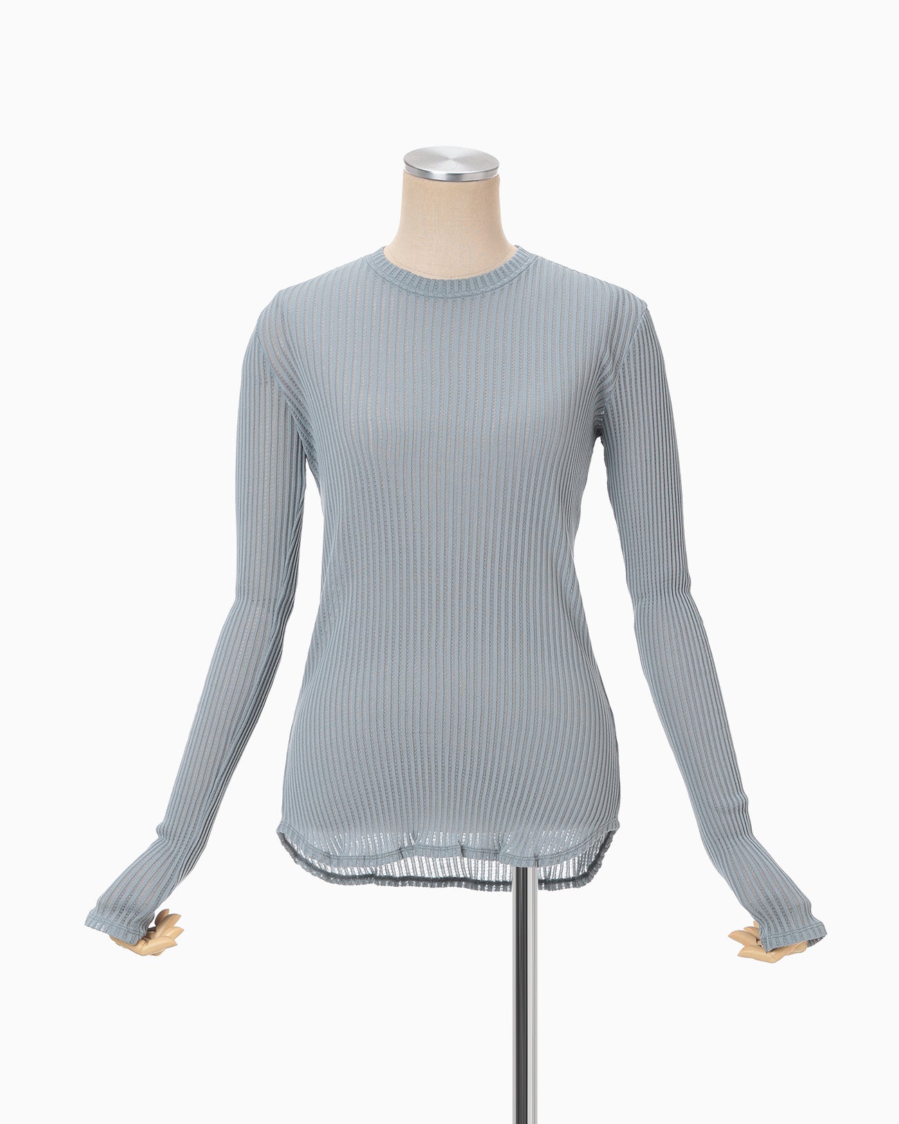 Mercerized Cotton Rib Jersey Top - blue - Mame Kurogouchi