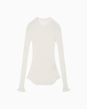 Mercerized Cotton Rib Jersey Top - white