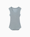 Mercerized Cotton Rib Jersey Sleeveless Top - blue