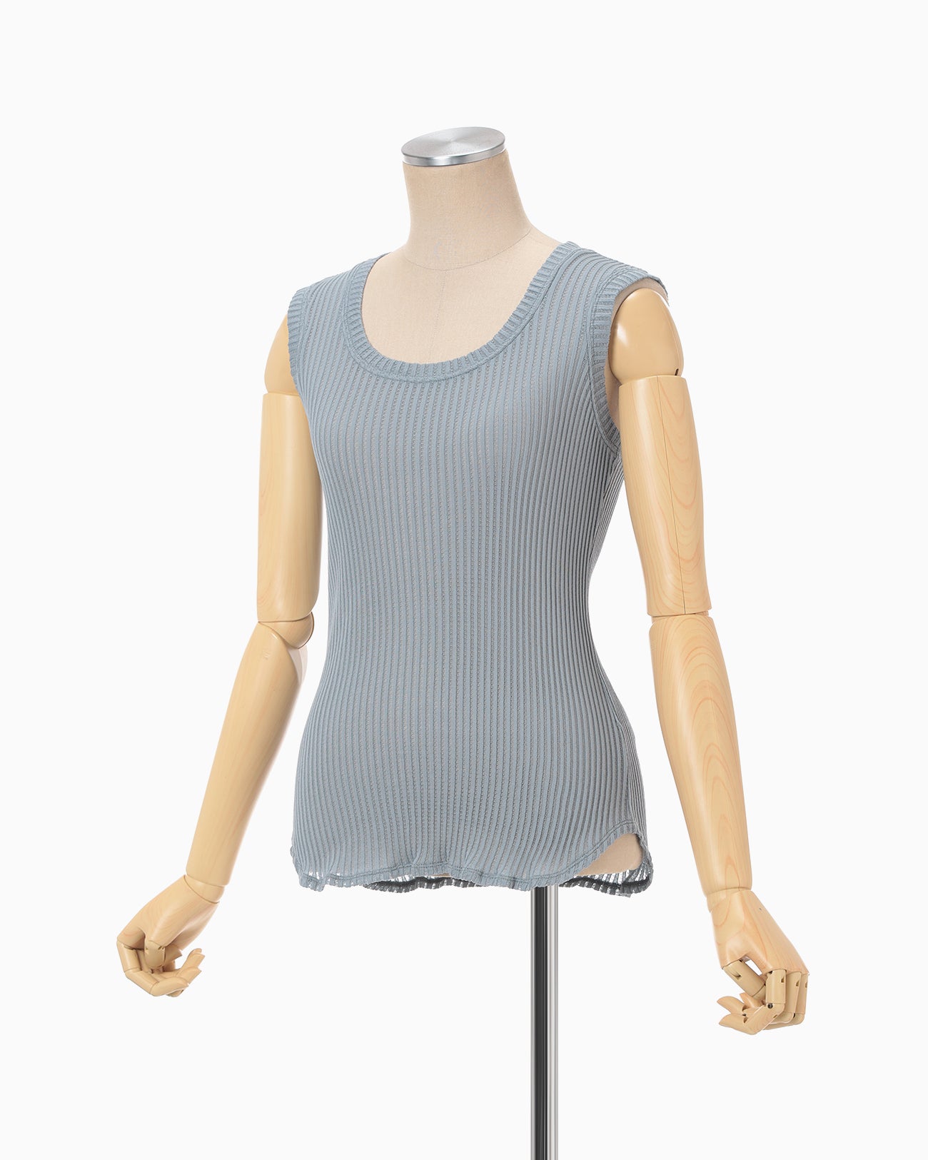 Mercerized Cotton Rib Jersey Sleeveless Top - blue - Mame Kurogouchi