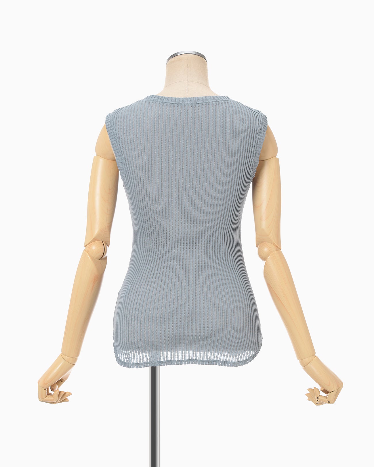 Mercerized Cotton Rib Jersey Sleeveless Top - blue - Mame Kurogouchi