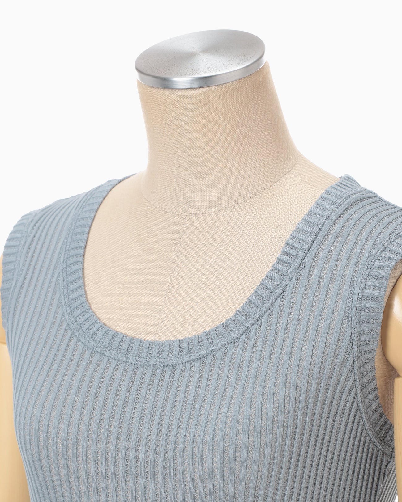 Mercerized Cotton Rib Jersey Sleeveless Top - blue - Mame Kurogouchi