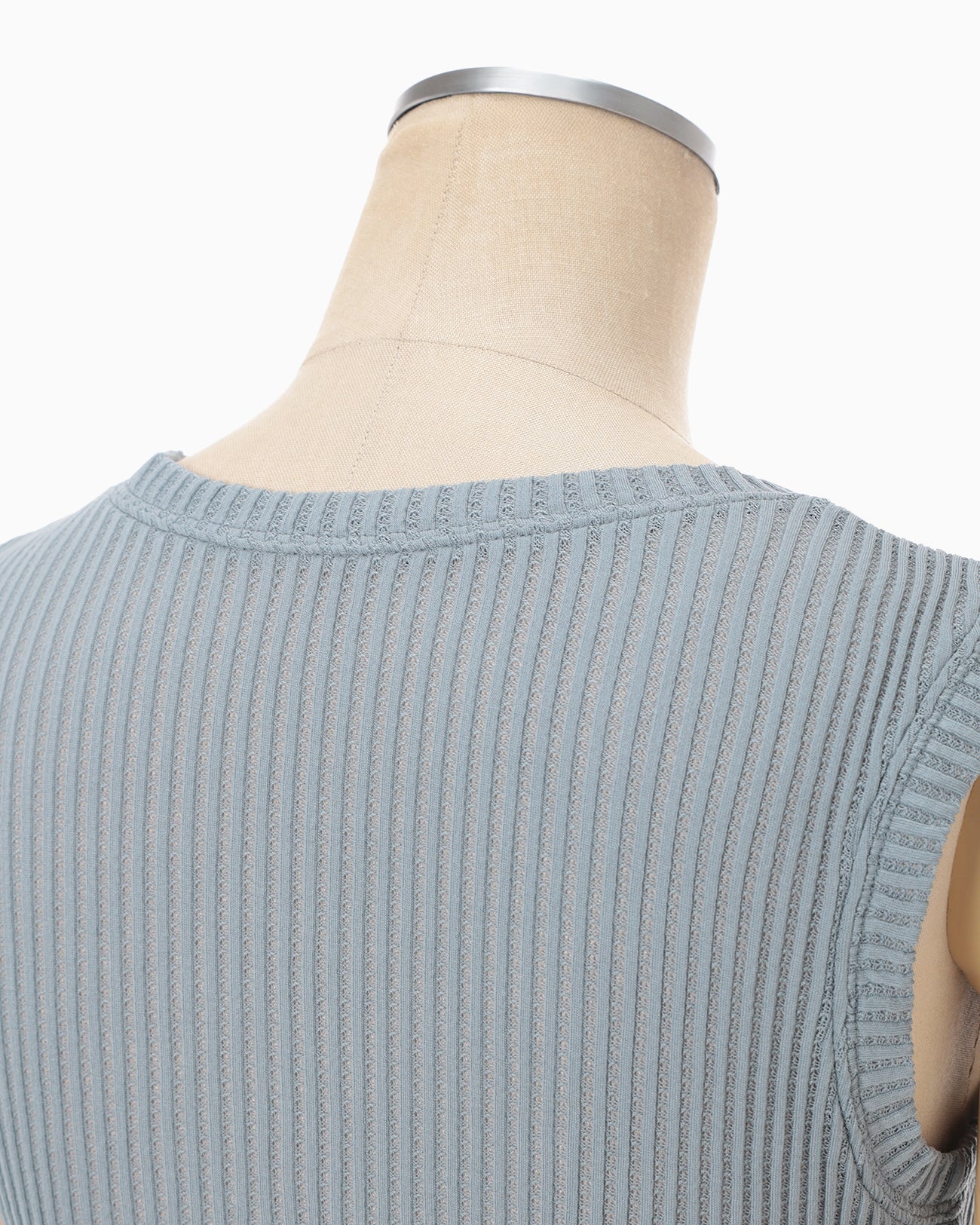 Mercerized Cotton Rib Jersey Sleeveless Top - blue - Mame Kurogouchi