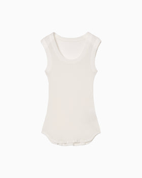 Mercerized Cotton Rib Jersey Sleeveless Top - white