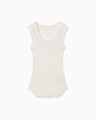 Mercerized Cotton Rib Jersey Sleeveless Top - white