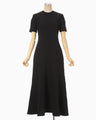 Shirring Jersey Jacquard Dress - black