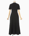 Shirring Jersey Jacquard Dress - black