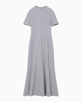 Shirring Jersey Jacquard Dress - grey