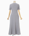Shirring Jersey Jacquard Dress - grey