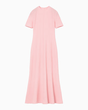 Shirring Jersey Jacquard Dress - pink