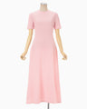 Shirring Jersey Jacquard Dress - pink
