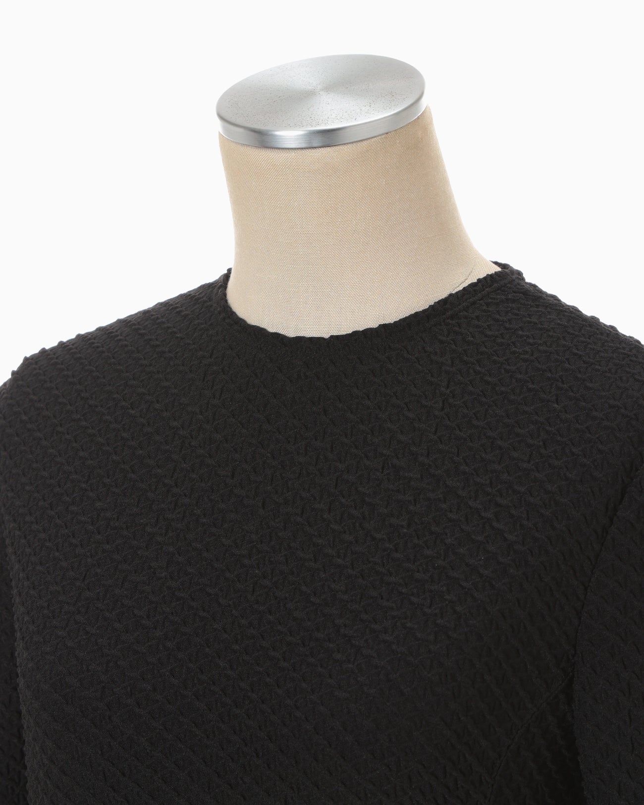 Shirring Jersey Jacquard Long Sleeve Top - black - Mame Kurogouchi