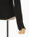 Shirring Jersey Jacquard Long Sleeve Top - black