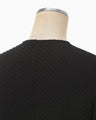 Shirring Jersey Jacquard Long Sleeve Top - black