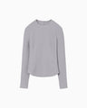 Shirring Jersey Jacquard Long Sleeve Top - grey