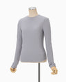 Shirring Jersey Jacquard Long Sleeve Top - grey