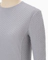 Shirring Jersey Jacquard Long Sleeve Top - grey
