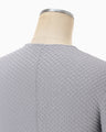 Shirring Jersey Jacquard Long Sleeve Top - grey