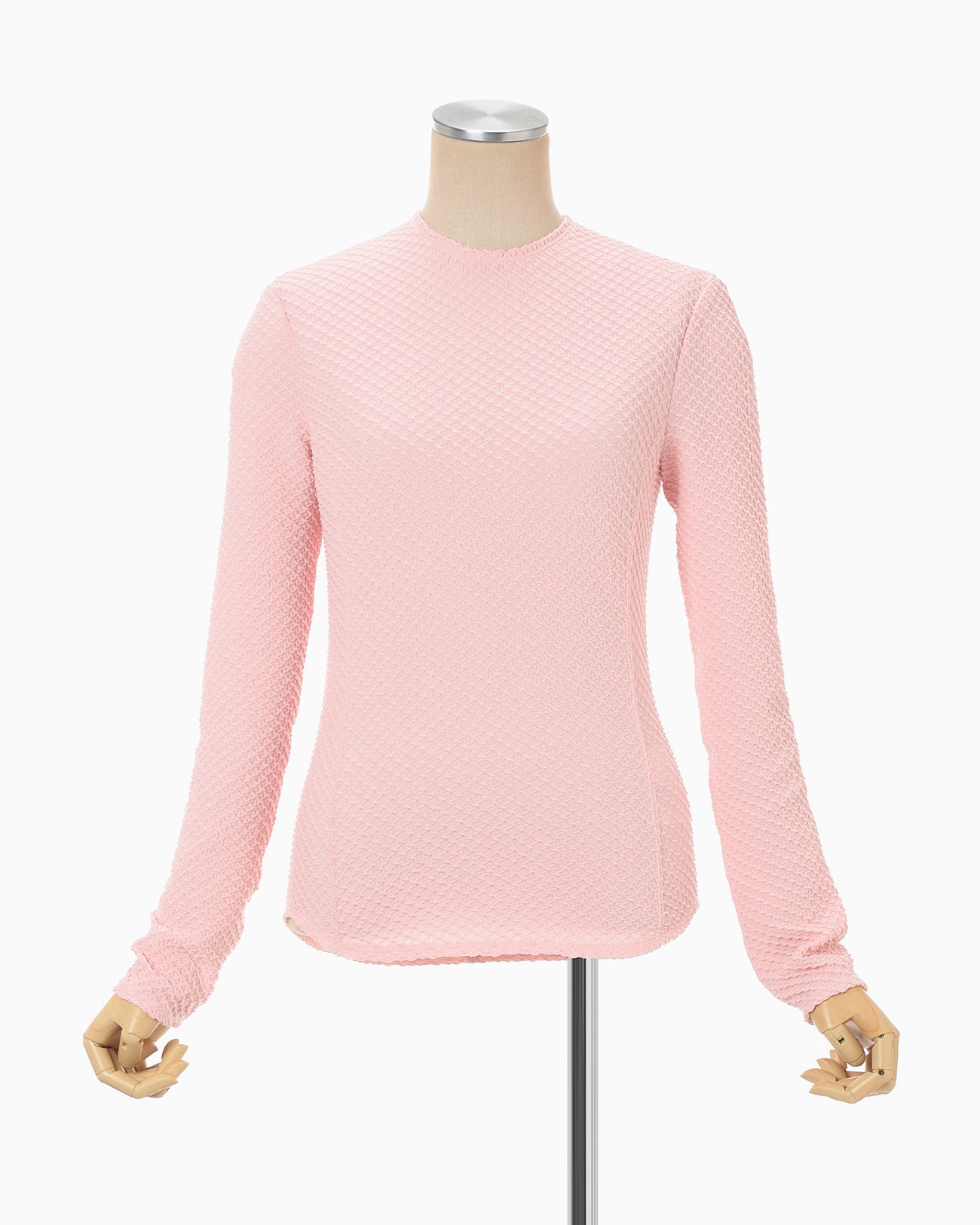 Shirring Jersey Jacquard Long Sleeve Top - pink - Mame Kurogouchi