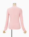 Shirring Jersey Jacquard Long Sleeve Top - pink
