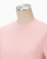 Shirring Jersey Jacquard Long Sleeve Top - pink