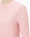 Shirring Jersey Jacquard Long Sleeve Top - pink