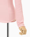 Shirring Jersey Jacquard Long Sleeve Top - pink