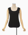 Shirring Jersey Jacquard Sleeveless Top - black