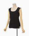 Shirring Jersey Jacquard Sleeveless Top - black
