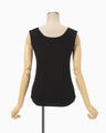 Shirring Jersey Jacquard Sleeveless Top - black