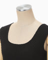 Shirring Jersey Jacquard Sleeveless Top - black