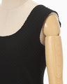 Shirring Jersey Jacquard Sleeveless Top - black