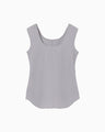 Shirring Jersey Jacquard Sleeveless Top - grey