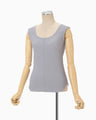 Shirring Jersey Jacquard Sleeveless Top - grey