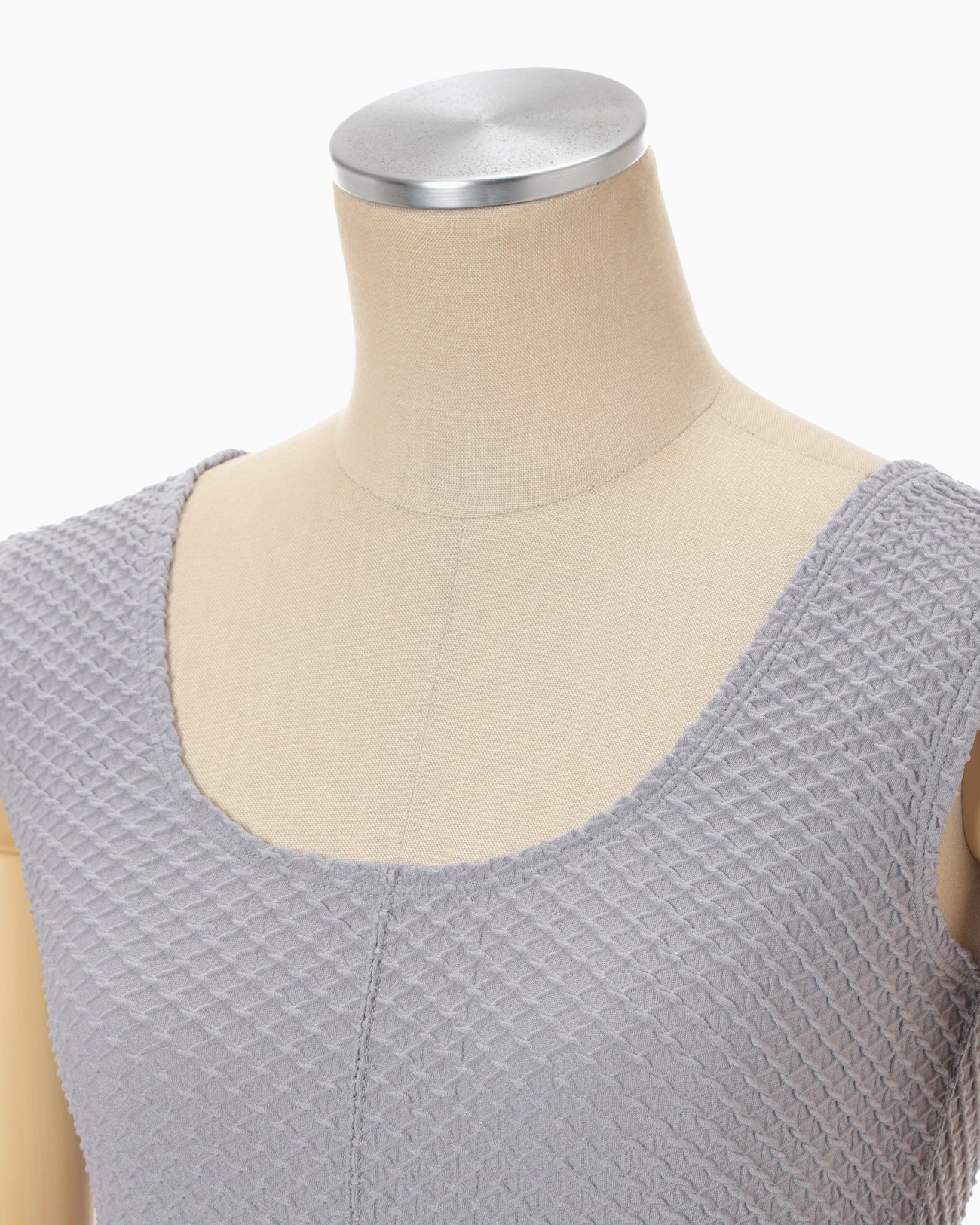 Shirring Jersey Jacquard Sleeveless Top - grey - Mame Kurogouchi