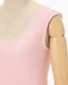 Shirring Jersey Jacquard Sleeveless Top - pink