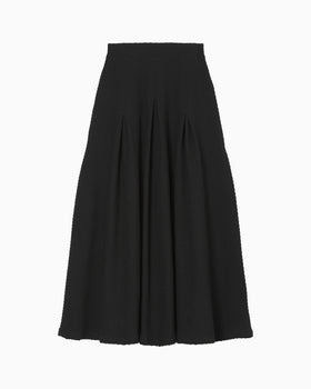 Shirring Jersey Jacquard Flare Skirt - black